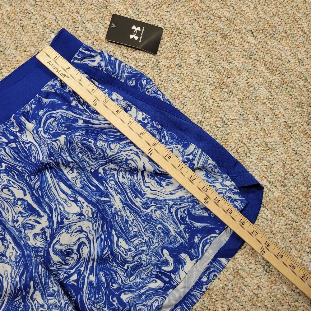 Under Armour Launch PRT Shorts Men XXL Blue White Marble Running‎ Gym 1372688